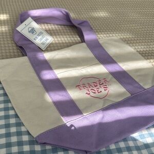 Trader Joe's Purple and Cream Tote Bag